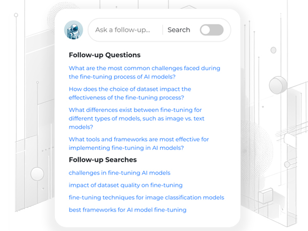 a screenshot of GPT-4o-mini recommended searches and follow-up questions to explore