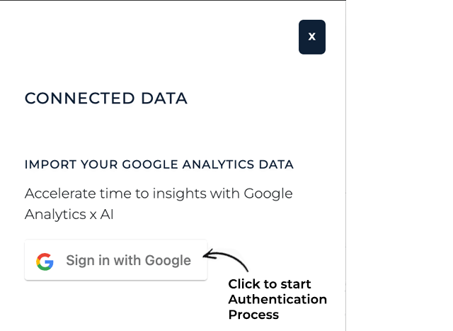 Click on the Google Sign in button to start the authentication process