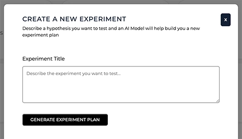 add a new Experiment modal