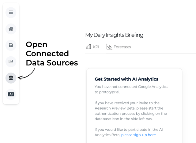 Click to open connected data sources in prototypr.ai