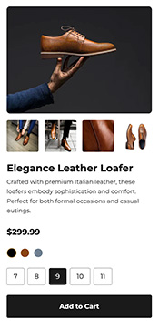 an ecommerce page for a luxury shoe