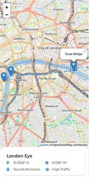 a map of London landmarks using leaflet js