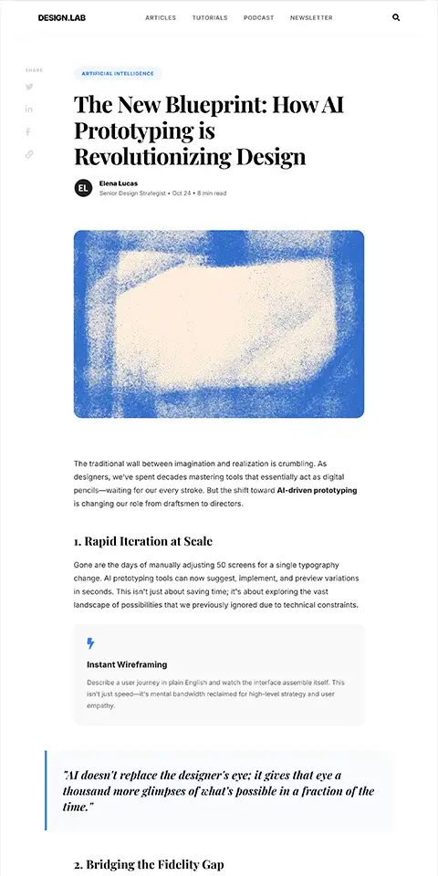 A minimalist blog post html template, light mode