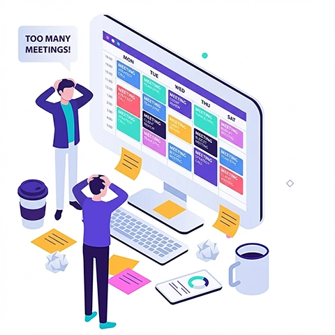 a couple of employees struggling with the amount of meetings and are not able to move their projects forward due to a lack of time.