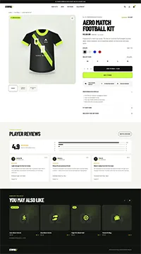 a screenshot of an ecom product page for a football kit