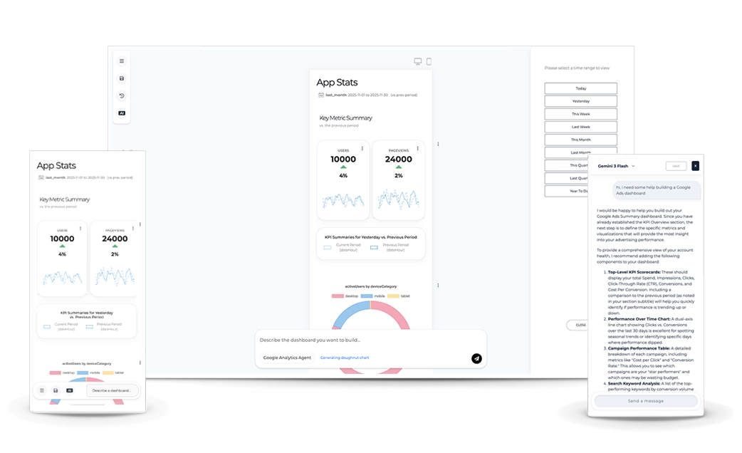 a screenshot of the desktop and mobile experience in Dashboard AI