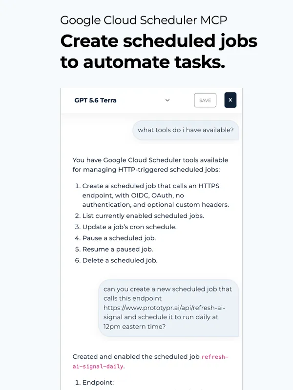 Creating a recurring endpoint job with the Google Cloud Scheduler MCP using natural language