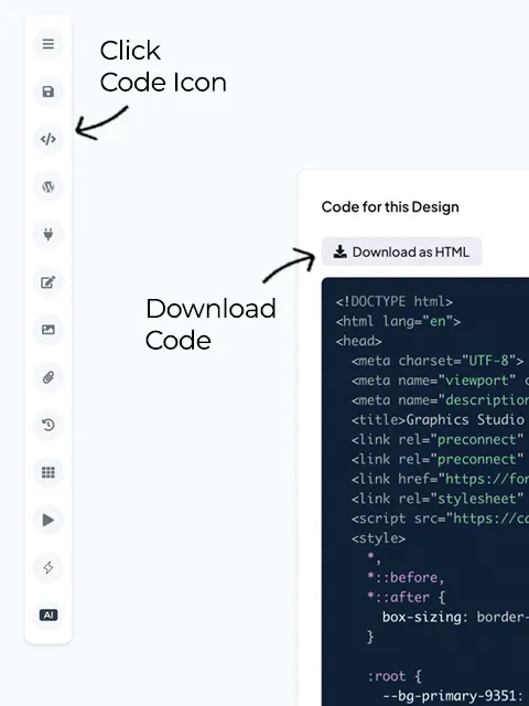 How to export code in prototypr.ai Studio