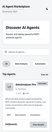 an ai agent marketplace wireframe