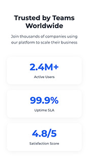 a screenshot of landing page component featuring app stats