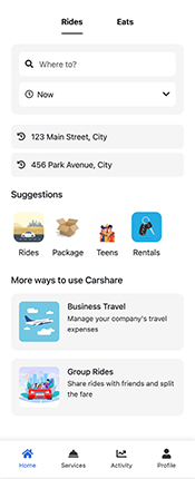 a design for a car share app