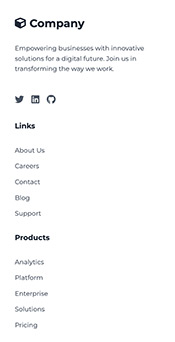 landing page footer component example