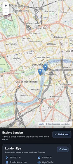 a screenshot of a map visualization of London