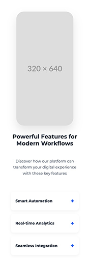 a landing page component with an accordion
