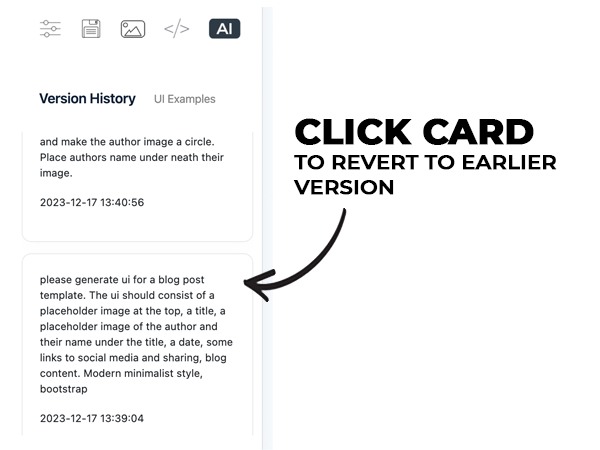 A feed of version history cards for ui_w/ AI Studio