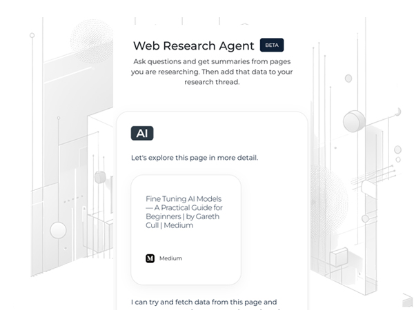 Explore articles with a web research agent that can fetch and extract data from the web
